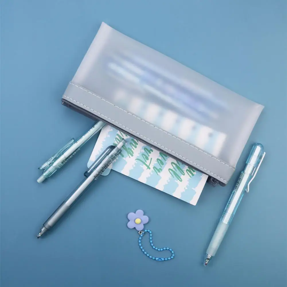 Держатель для карандашей, прозрачный матовый карандаш с застежкой-молнией для удобства организации школьных принадлежностей, канцелярские принадлежности