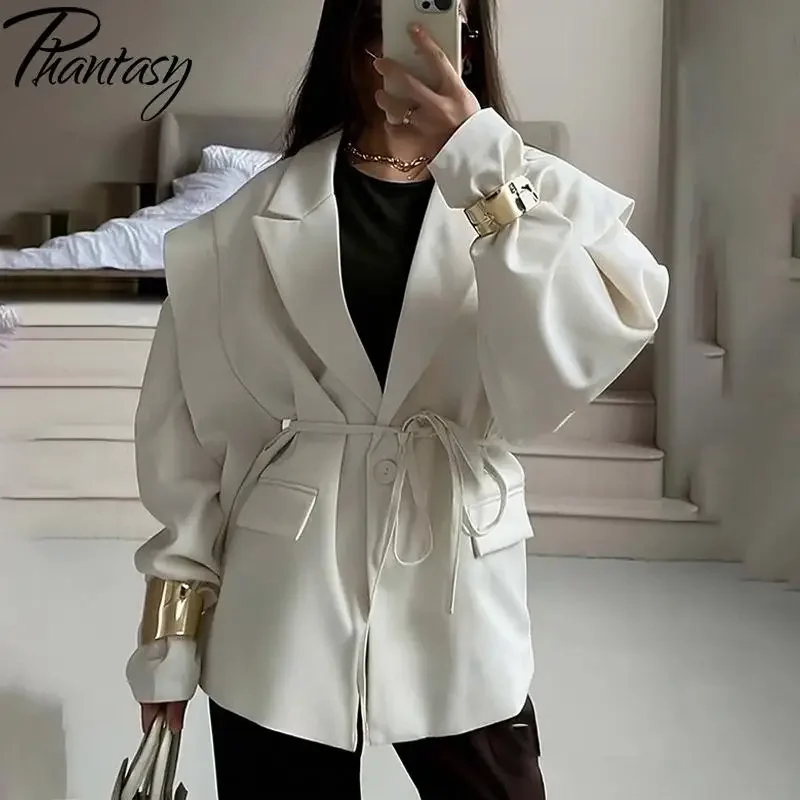 [أنت سريتي] سترة عصرية بنية اللون برباط للخصر سترة نسائية غير رسمية أنيقة للركاب بخصر برباط علوي ملابس خارجية للسيدات