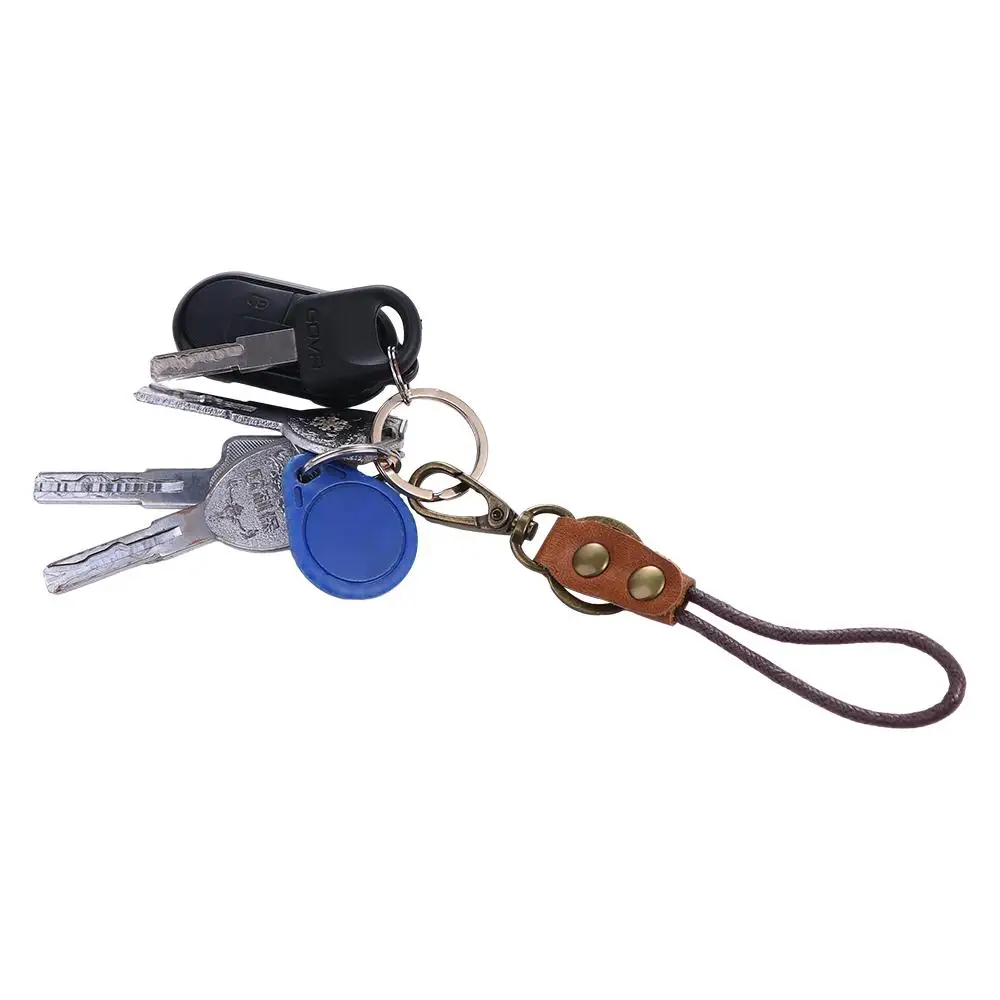 Genuine Leather Keychain Badge Holder ID Card Holder Wrist Neck Lanyard Phone Neck Strap Work Card Holder Leather Lanyard