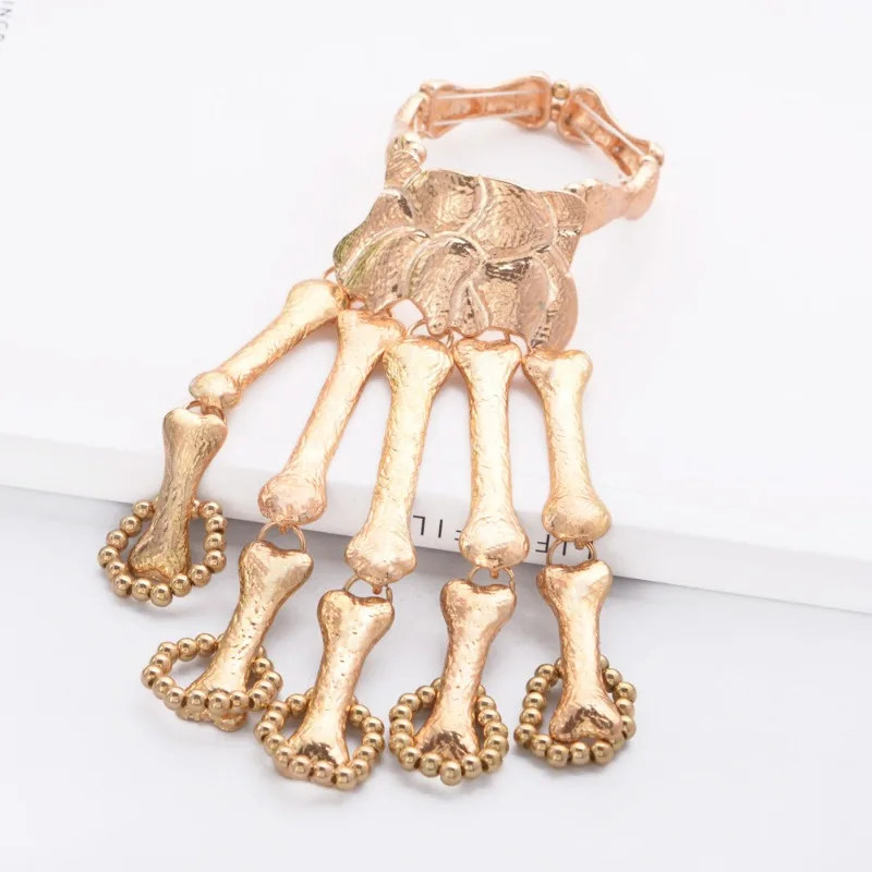 할로윈 과장된 금속 해골 해골 팔찌 유령 발톱 연결 손가락 팔찌 할로윈 쥬얼리