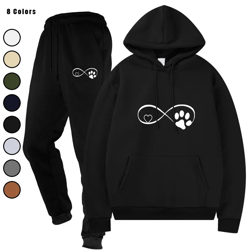 

Men Tracksuit 2 Pieces Sets Hooded Running Sportswear Male Hoodies Autumn Sportwear Drawstring Pants