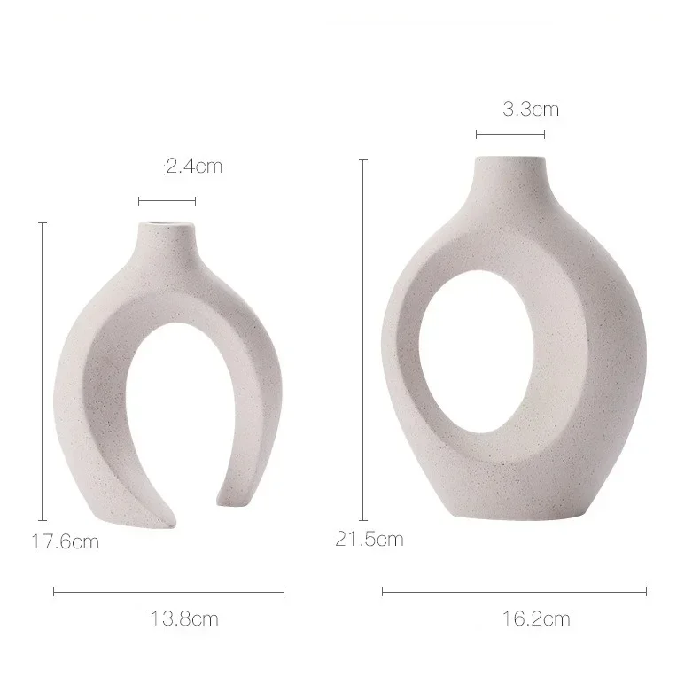 1 Pair of Nordic Ceramic White Vases Creative Flower Arrangements for Home, Living Room, Dining Room, and Office Decoration