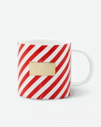 Christmas Small Fresh Red and White Striped Ceramic Mark Desktop Drinking Cup Gift Mug  Coffee Mug  Mugs