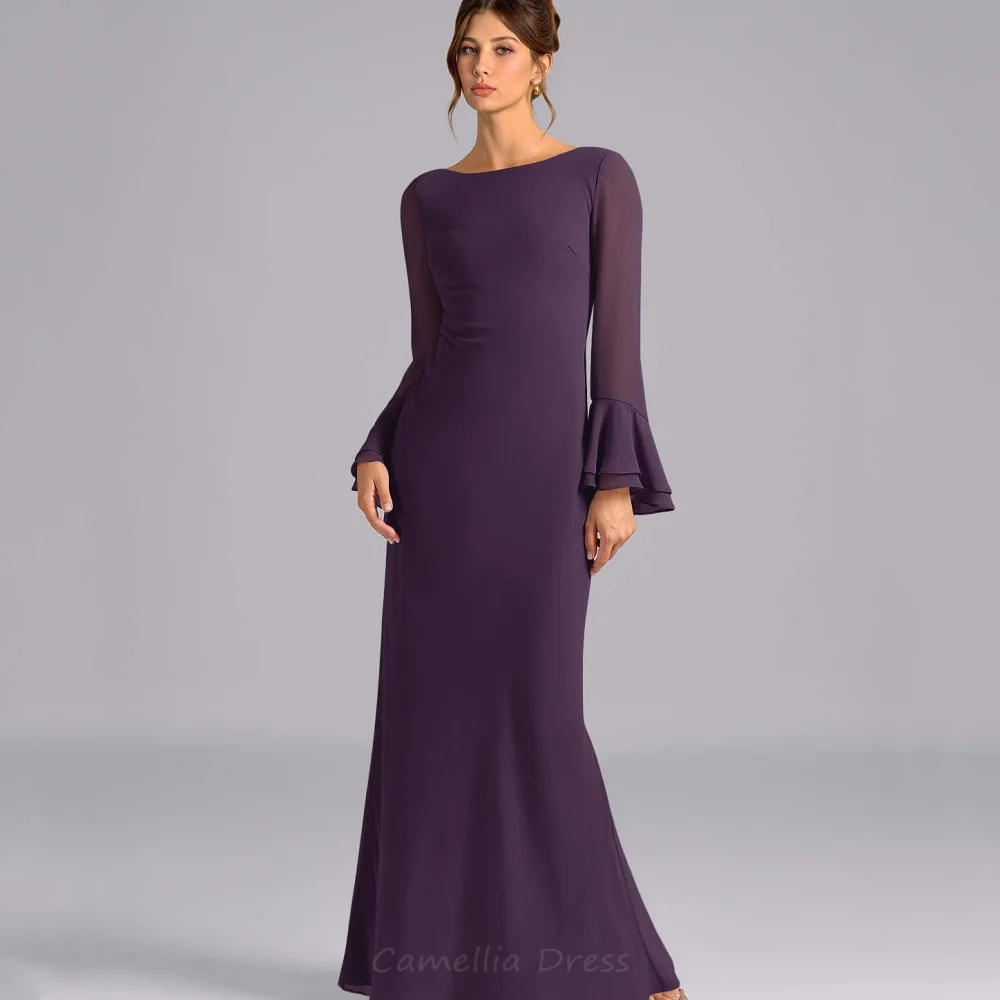 

Индивидуальное платье для матери невесты: простое, в стиле русалка, для свадебной вечеринки, с длинными рукавами, на шнуровке, формальное, для торжественных мероприятий.