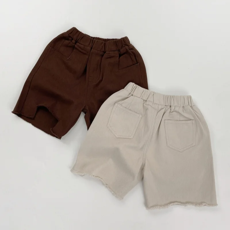 Summer Boys Clothing Hairy Edge Leisure Shorts for kids Boy Loose Lrregular Pant Legs Five Point Pants Cotton Versatile Shorts