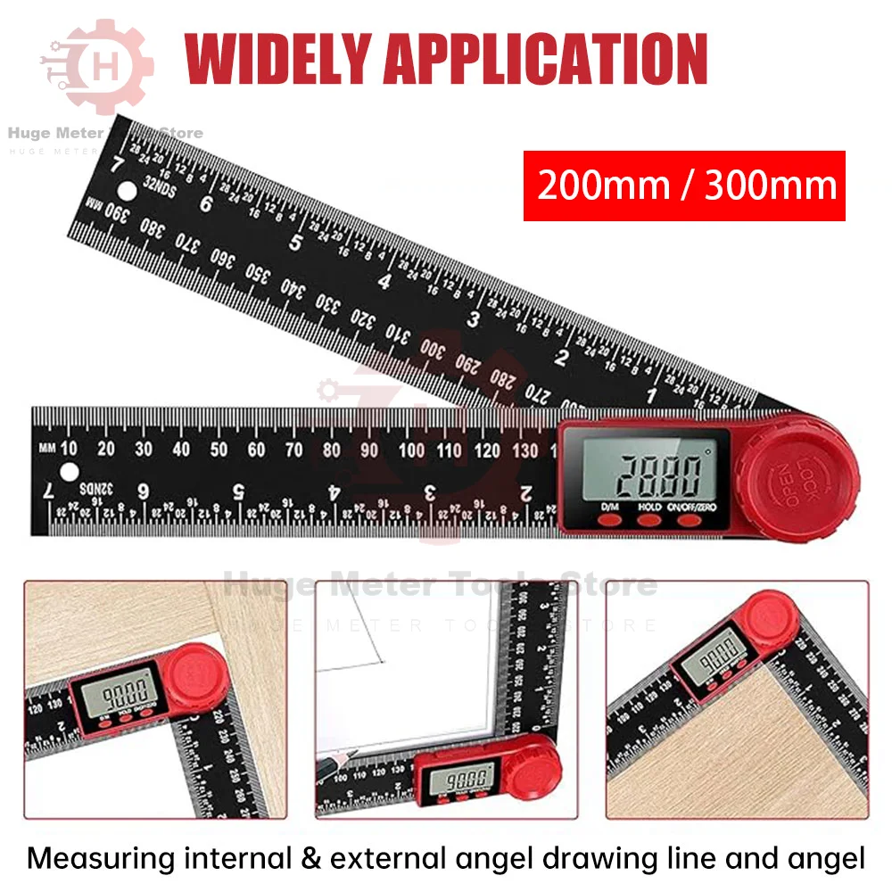 2-in-1 Digital Angle Finder Ruler Protractor Inclinometer Electron Goniometer Angle Length High Accuracy Measuring Tool