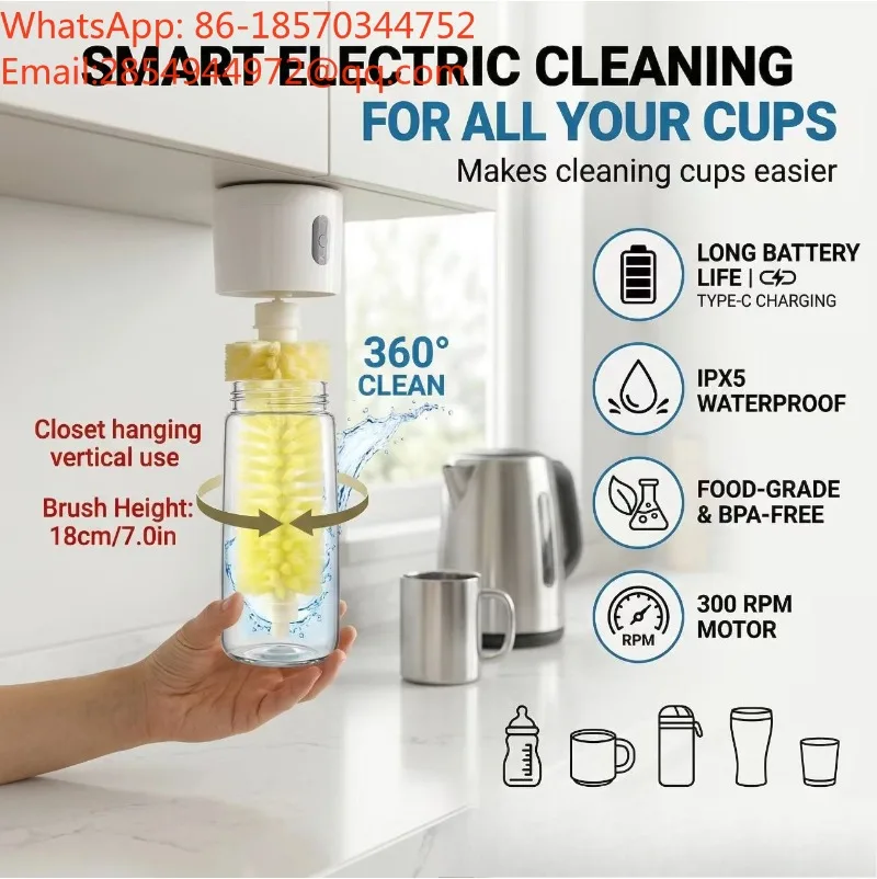Electric Cup Brush Multifunctional Cleaner for Water Bottle Glass Baby Bottle Cleaning Scrubber