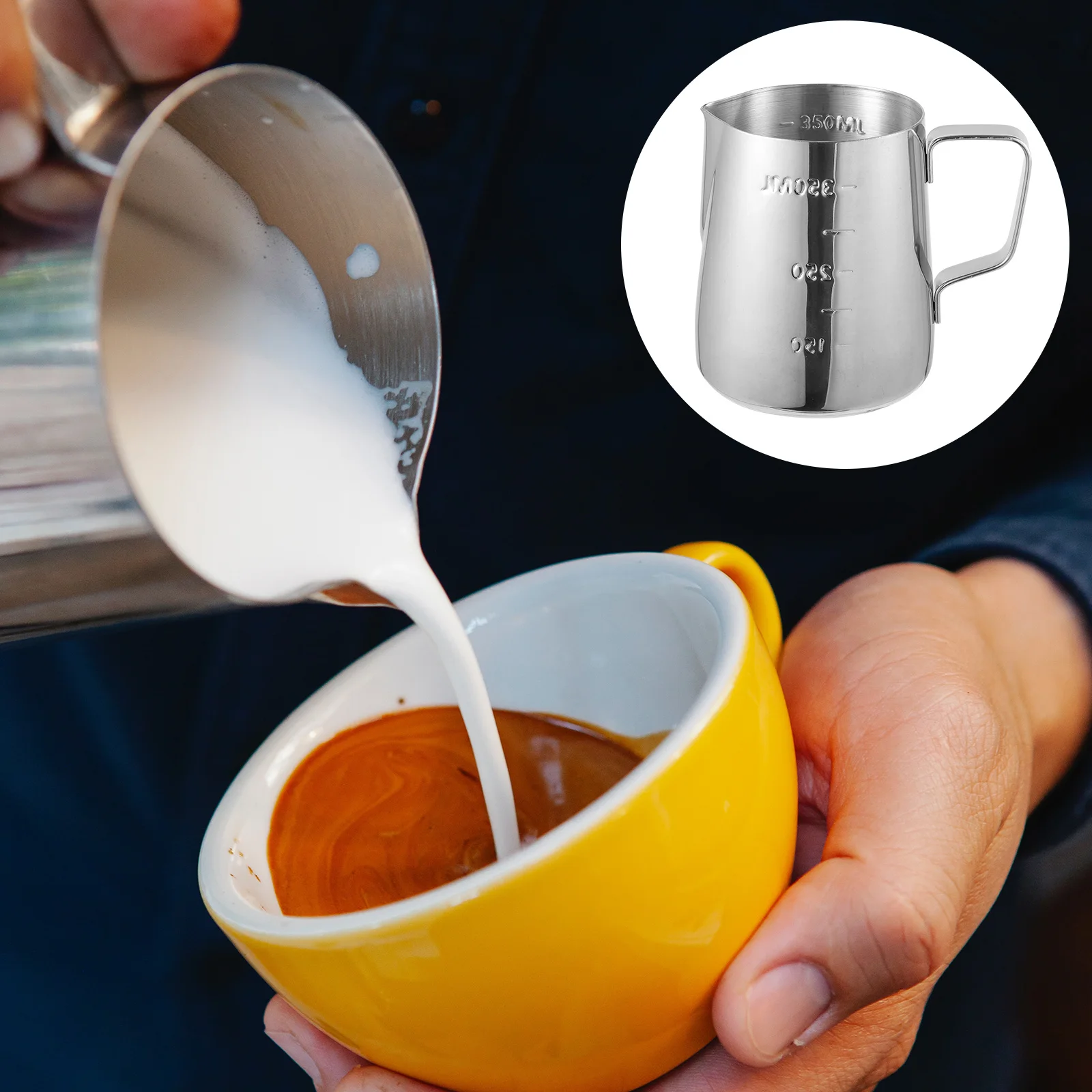 

Stainless Steel Milk Frothing Pitcher Latte Art Cup Ergonomic Handle Smooth Pouring for Espresso Cappuccino Latte Steaming