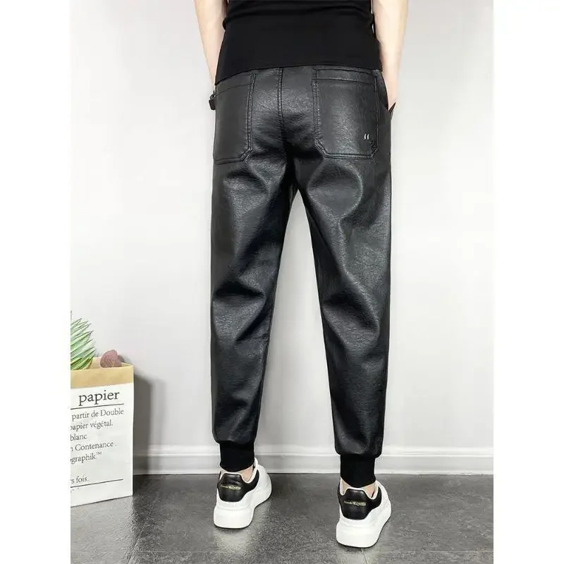 -pantalones abiertos para hombre, ropa de abrigo gruesa con forro polar de invierno, pantalones de cuero con cremallera Invisible, pareja de citas, batalla de campo