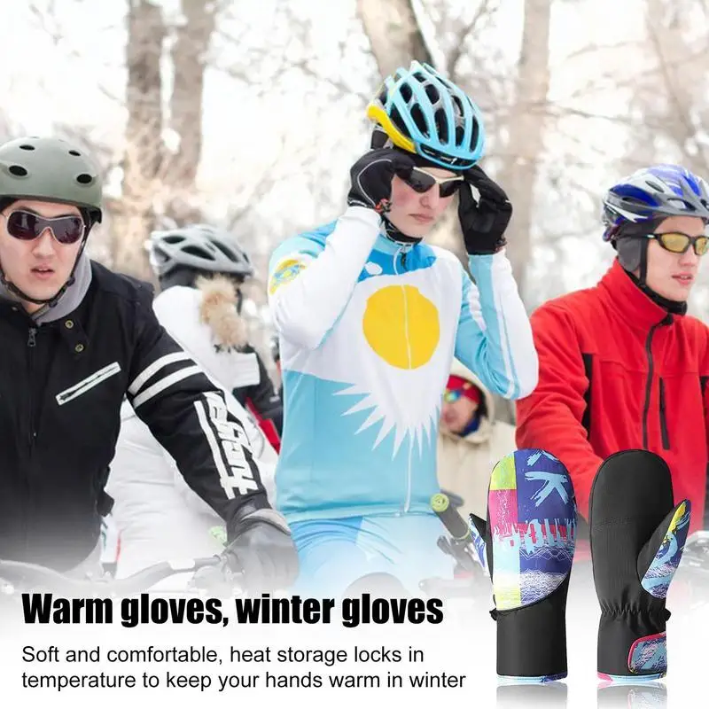 Winter Gloves Snowboard Ski Winter Mittens Women's Winter Gloves Graffiti Pattern Thermal Ski Gloves Snowmobile Mittens Warm