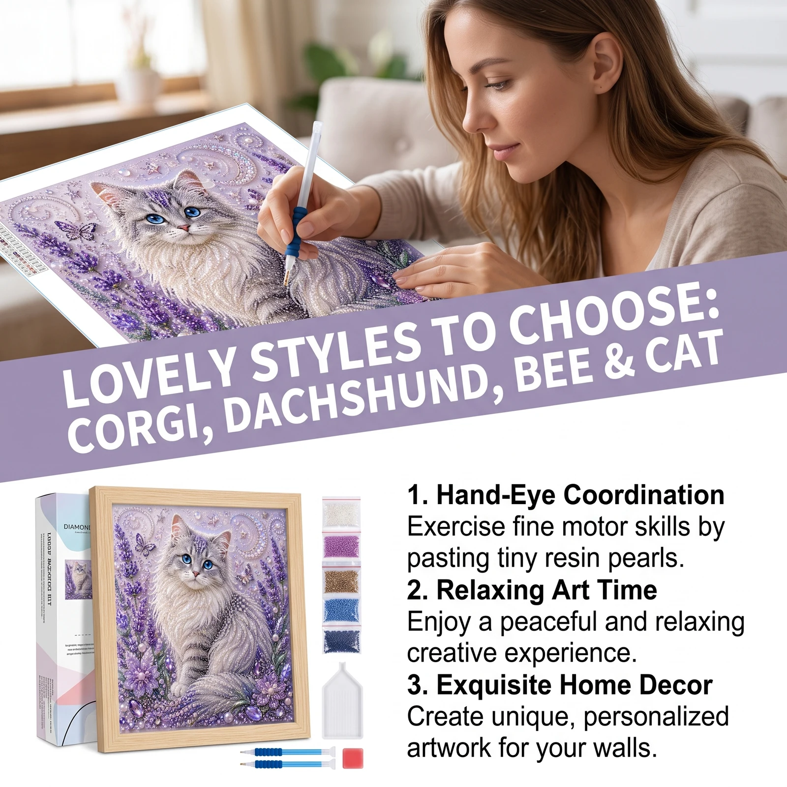 5D Diamond Painting DIY Animal Craft Kit Diamond Art Painting for Home Decoration Gift Sparkling Practical Gift for Adults Kids