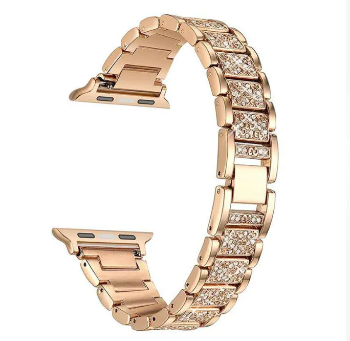 Bling‑bling Zircon‑Inlaid Watch Band, Fashion Metal Strap for Women, Compatible with IOS Watch