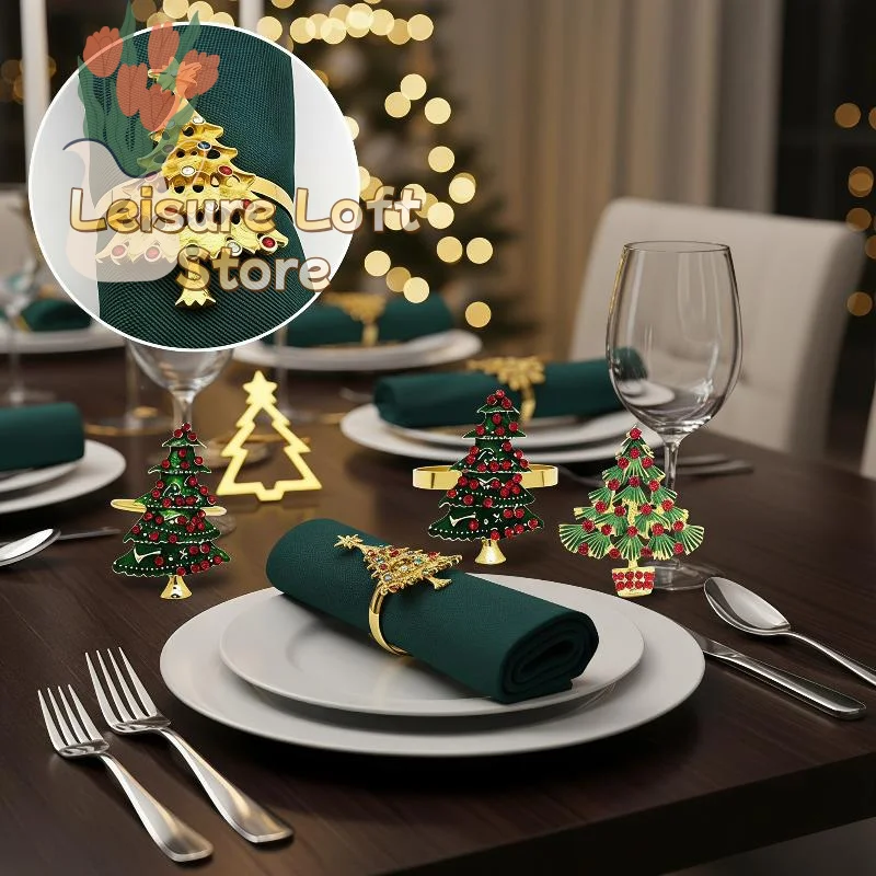 Christmas Wreath Napkin Rings Handmade Non-Slip Xmas Napkin Holders 12Pcs for Family Holiday Dinner Table Decoration