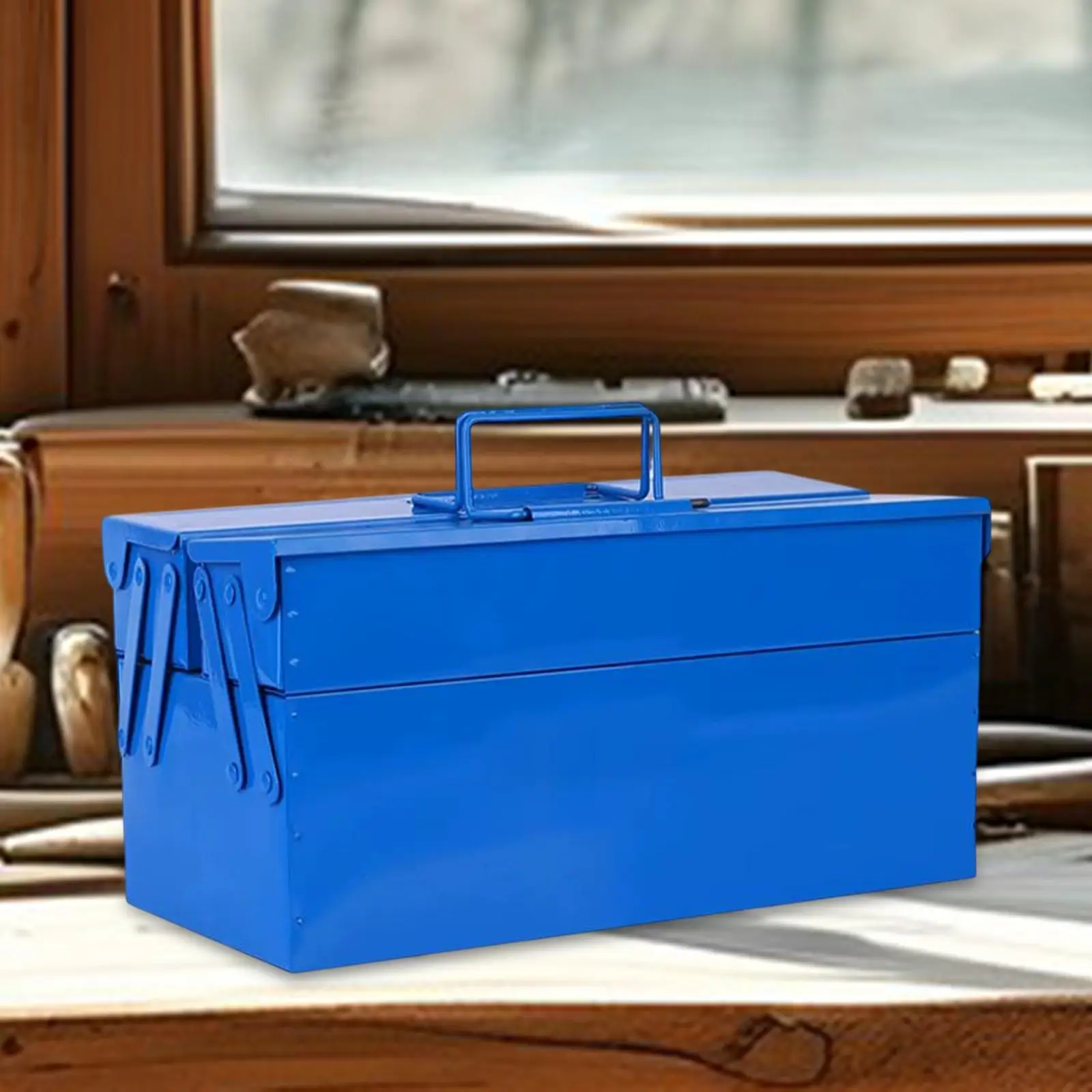 Metal Tool Box Multifunction Household Container Heavy Duty Organization with Handle Carrying Case Double Layer Tool Storage Box