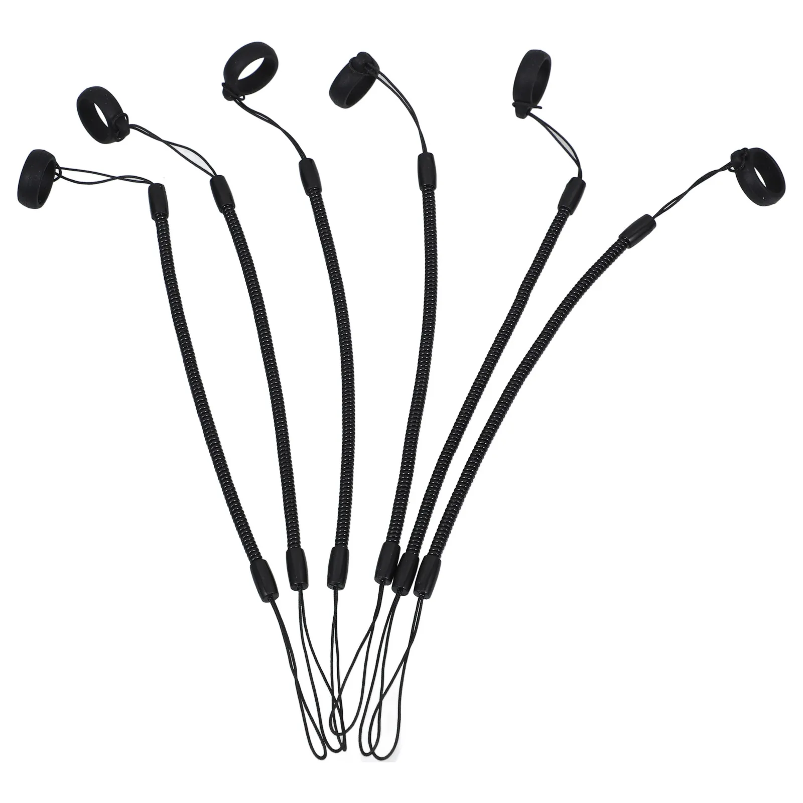 

6pcs Anti-lost Elastic Lanyard Pen Holder Black Silicone Carpenter Pencil Clip Retractable Belt Small Key Ring Stylus