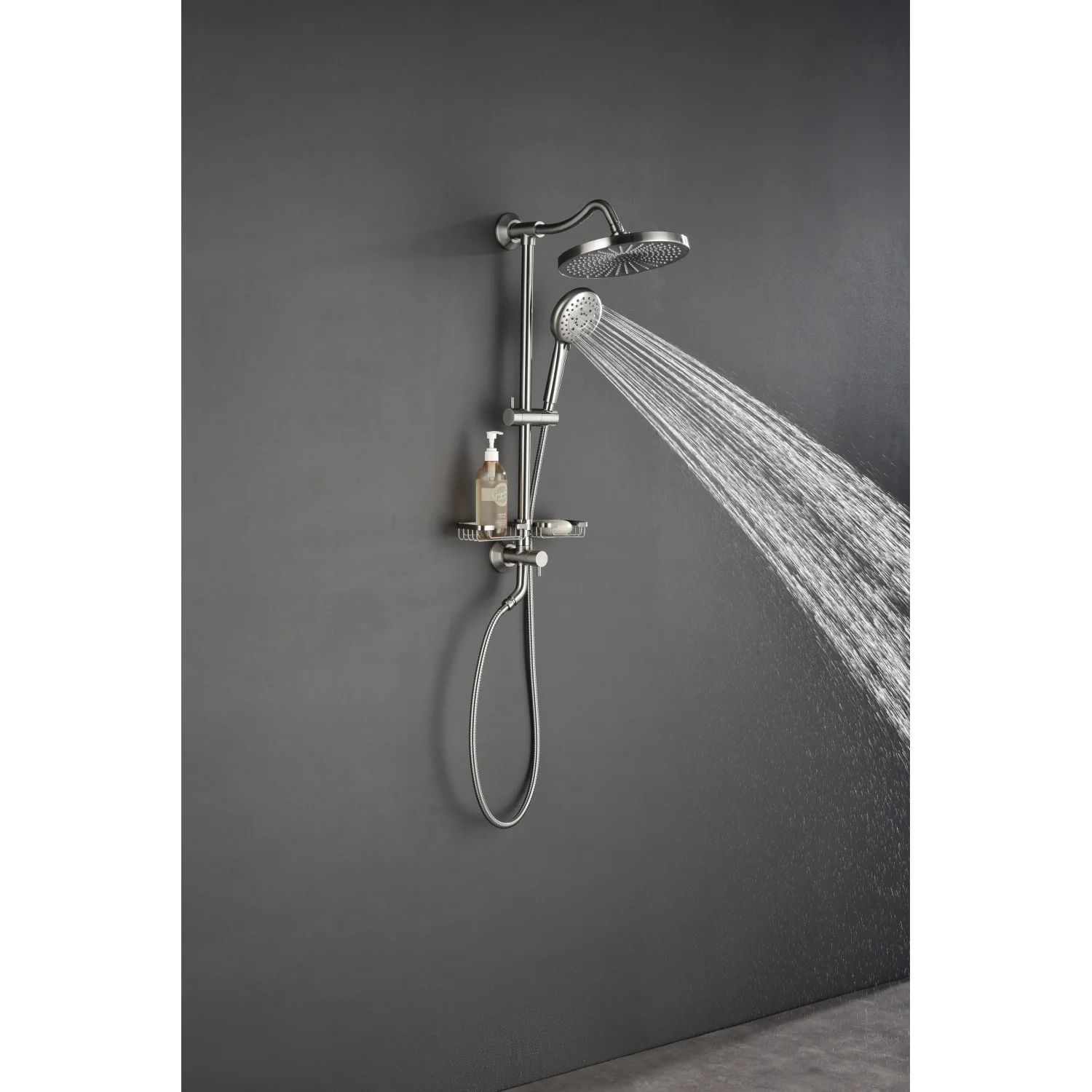 

ShowerSpas Shower System with Rain Showerhead, Hand Shower, Slide Bar, Soap Dish