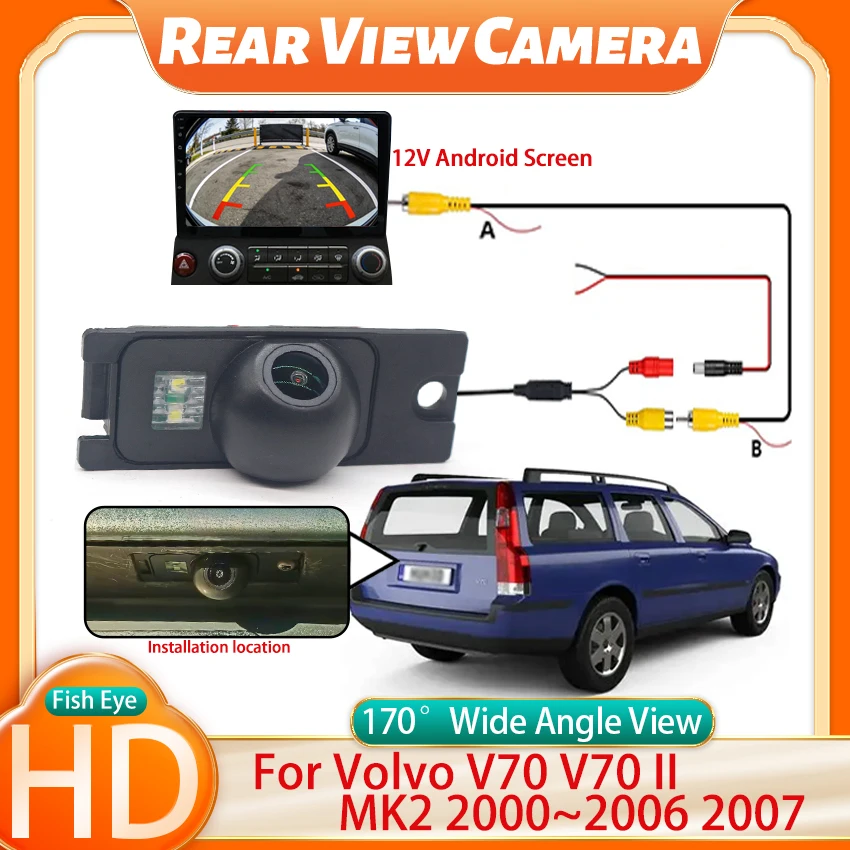 Rear View Reverse Camera Full HD Night Vision Backup Camera For Volvo V70 V70 II MK2 2000 2001 2002 2003 2004 2005 2006 2007 CCD