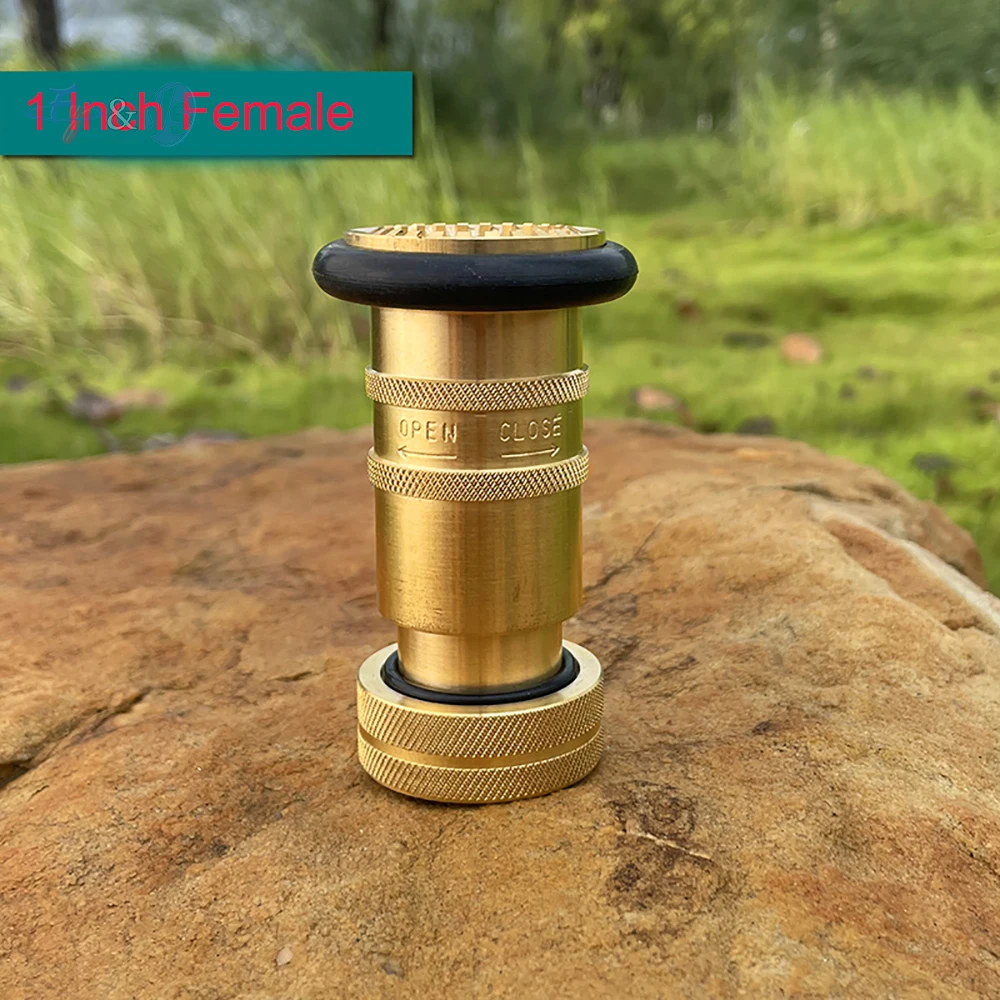 

1-2" Heavy Duty Brass Fire Hose Nozzle – 1" Female NH/NST Thread, Adjustable Fog/Jet Spray for Firefighting & Gardening