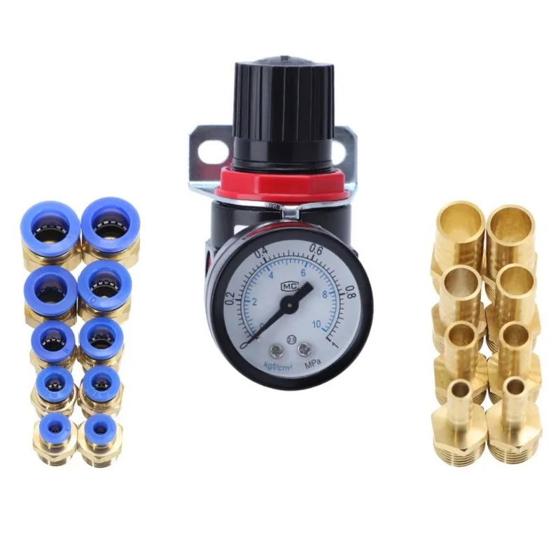 EU AR2000 1/4" Thread BSP Pneumatic Air Compressor Pressure Regulator Reduction Valve 4MM 6MM 8MM 10MM 12MM Connector Fittings