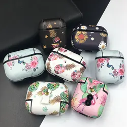 Pineapple Flamingo Pattern PU Leather Earphone Case For Airpods 1 2 3 Shockproof Protective Cover For Airpods Pro 2019 2022 Case