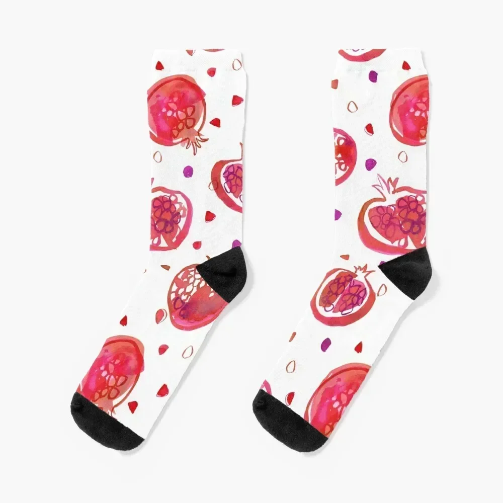 

Bright pink Watercolor pomegranates Socks new year sport luxe Boy Socks Women's