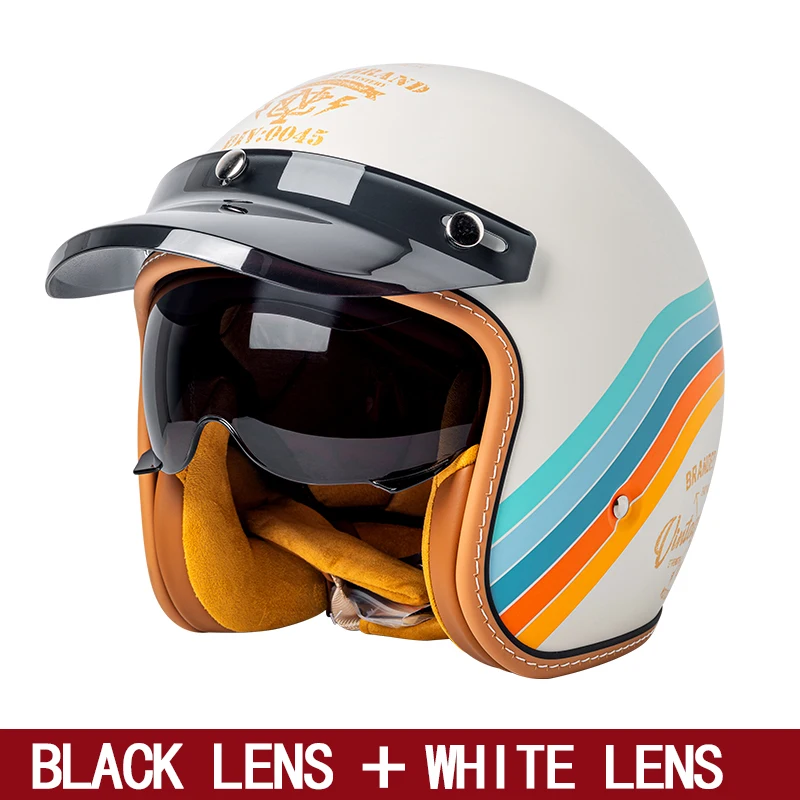 Casco moto semi-aperto retrò accessori moto cross-country casco moto 3/4 casco retrò in inverno