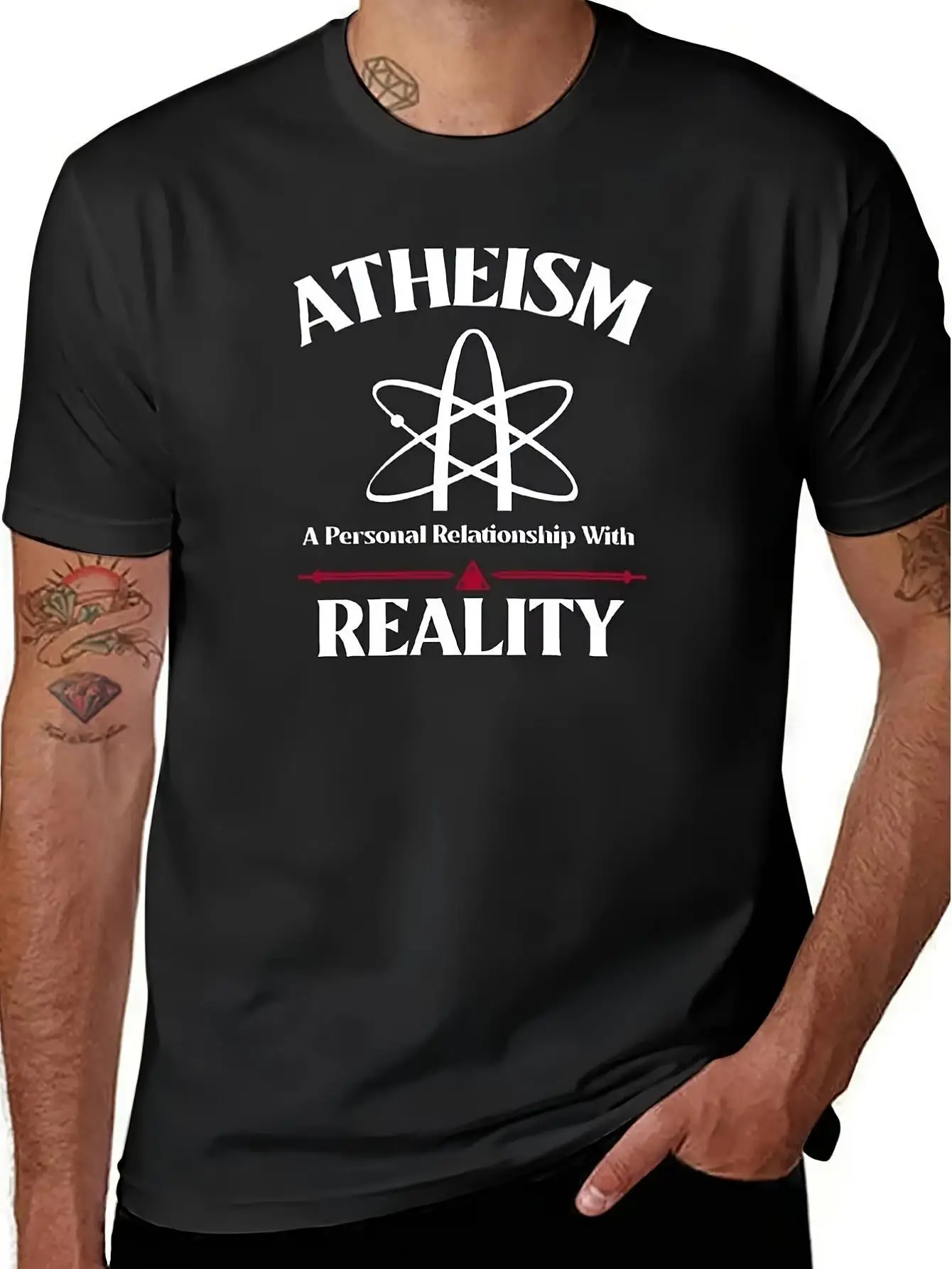 Men'S Atheism T-Shirt Featuring Atomic Symbols Atheistic Slogans Science-Based Religious Debate Shirt Men's T-shirts for Summer