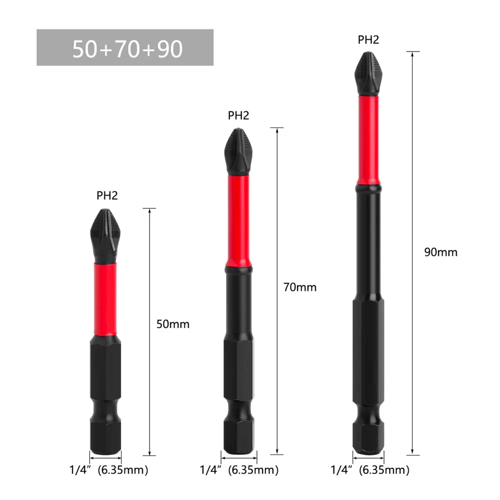 Binoax S2 5A Magnetic Screw Cross Bit Set 3/5Pcs Anti Slip PH2 Phillips Impact Batch Head Hardness Screwdriver Bit Hand Tools