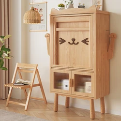 New Small Apartment Solid Wood Retractable Folding Dining Table Sideboard Cabinet Integrated Lucky Cat Dining Table