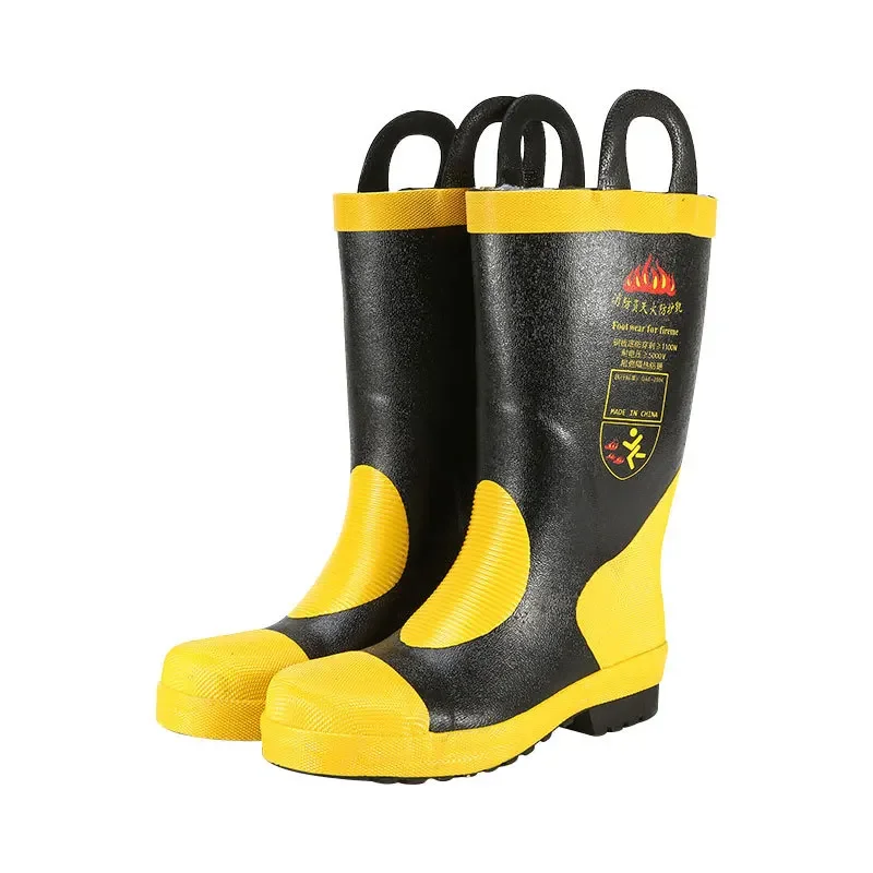 Fire Boots Emergency Rescue Boots Firefighter Combat Boots Fire Protection Boots Rubber Anti Slip High Cylinder