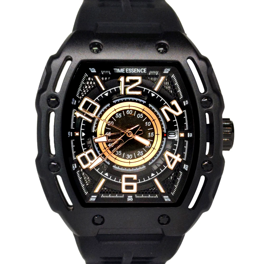 Calendário completo luminoso movimento automático tonneau dial luminoso à prova dwaterproof água moda relógios mecânicos para homem