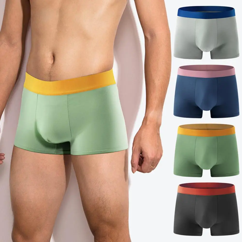 الرجال الملاكم الملابس الداخلية مرونة منتصف الارتفاع ضيق قطع مرونة عالية السراويل سراويل خليط اللون U-محدب تنفس سراويل