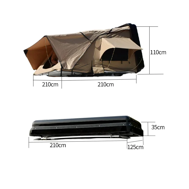 Easy Set up rooftop tent hard shell large capacity hard shell roof tent for travel road trip camping