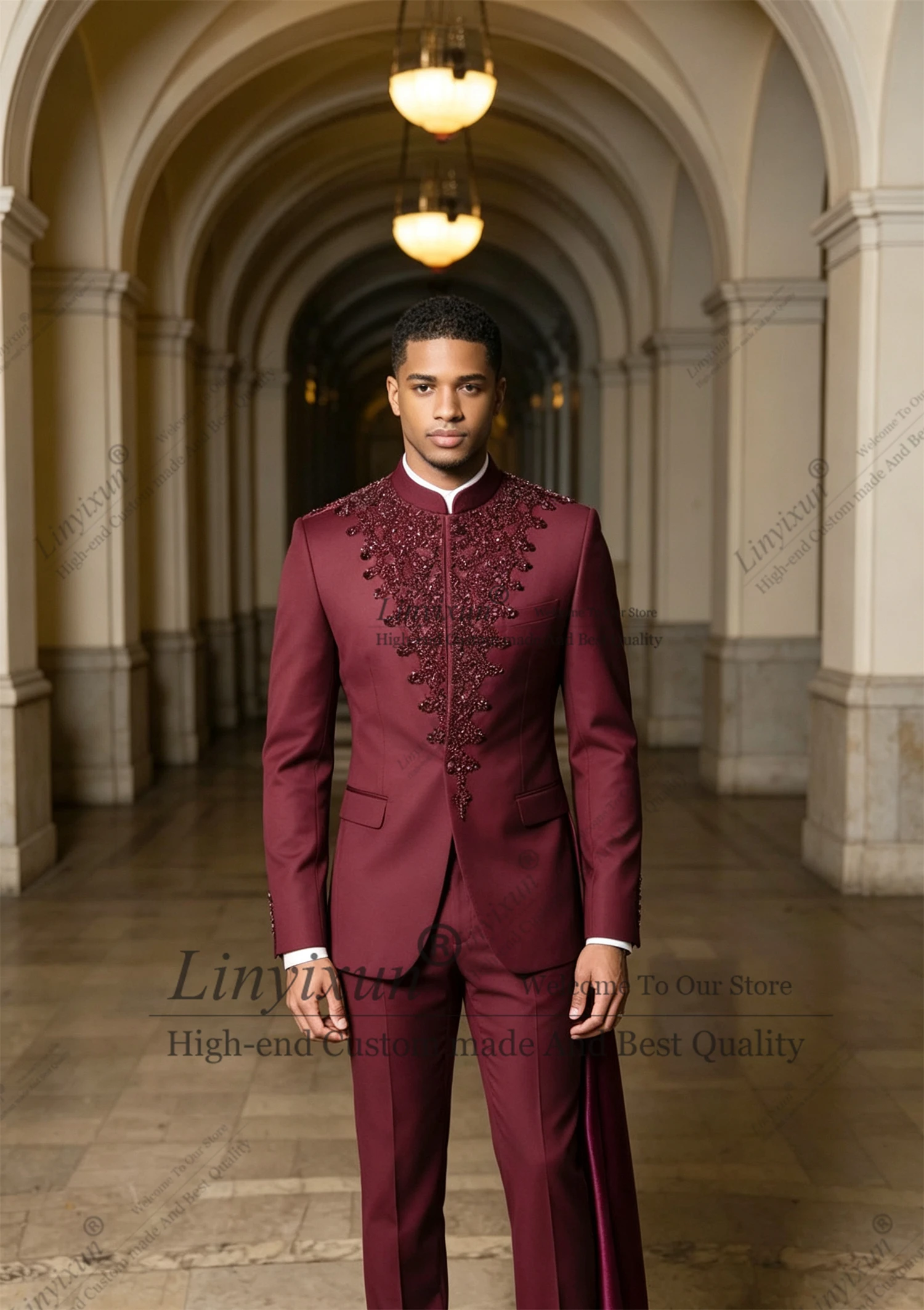 Trajes italianos con cuentas de diamantes para hombre, trajes de 2 piezas con botonadura sencilla, blazers para graduación, esmoquin de boda personalizado para novio, trajes para hombre