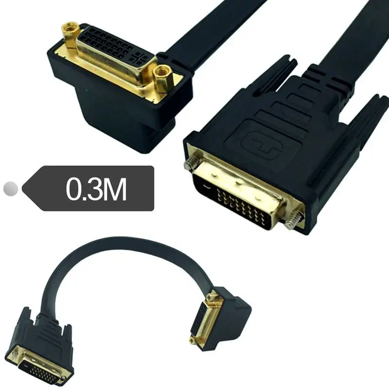 สายต่อขยาย90องศา DVI 24 + 1ตัวผู้ตัวเมียสายเคเบิล DVI สำหรับจอคอมพิวเตอร์ความละเอียดสูง kabel sambungan DVI-D-I