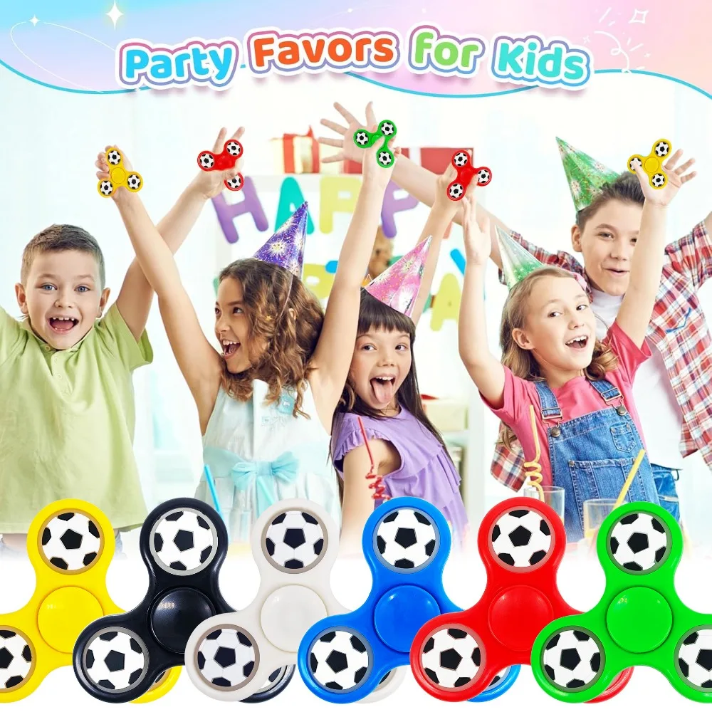 6/12Pcs Three-leaf Football Pattern Fidget Spinner Kids Birthday Baby Shower Wedding Guest Gift School Reward Carnival Gift Pack