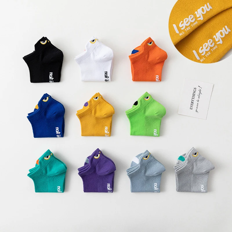 1/5/10 คู่ถุงเท้าสั้นข้อเท้าถุงเท้าเรือ Breathable Casual กีฬาผู้หญิงฤดูร้อนบาง Low-Cut ถุงเท้าชาย