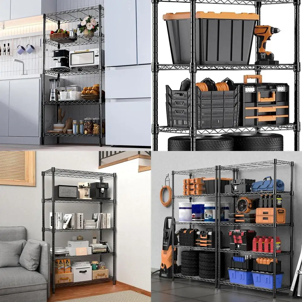 

Стальная полка с 5 полками — глубина 13,7 x ширина 23,6 x высота 62,4 для хранения дома, кухни, офиса