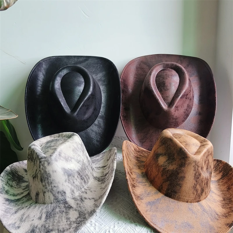 

Western Cowboy Hats For Men Women Faux Leather wide brim vintage cowgirl hats knight chapeau cowboy ковбойская шляпа sombrero