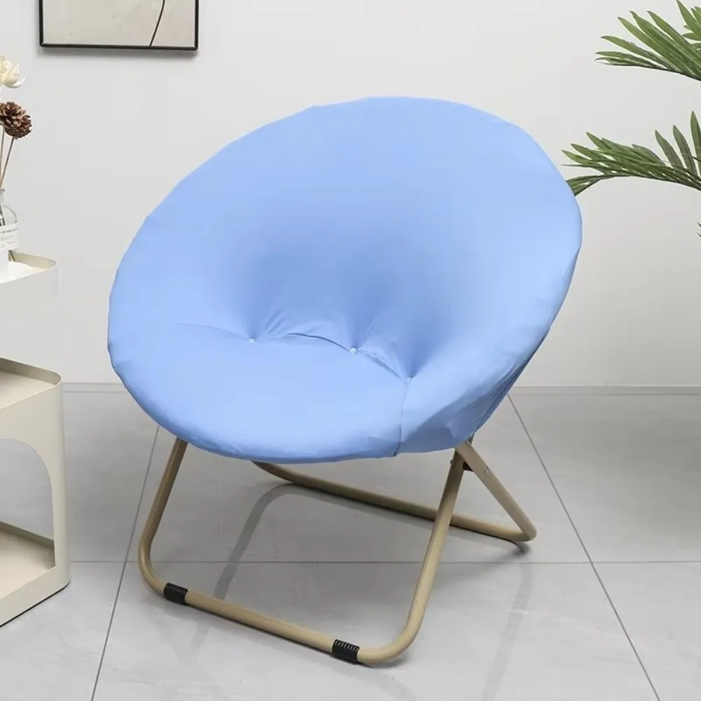 Universal PU Saucer Chair Cover Elastic Anti-slip Camping Seat Cover Round Solid Color Moon Chair Protector Fit Outdoor Chair