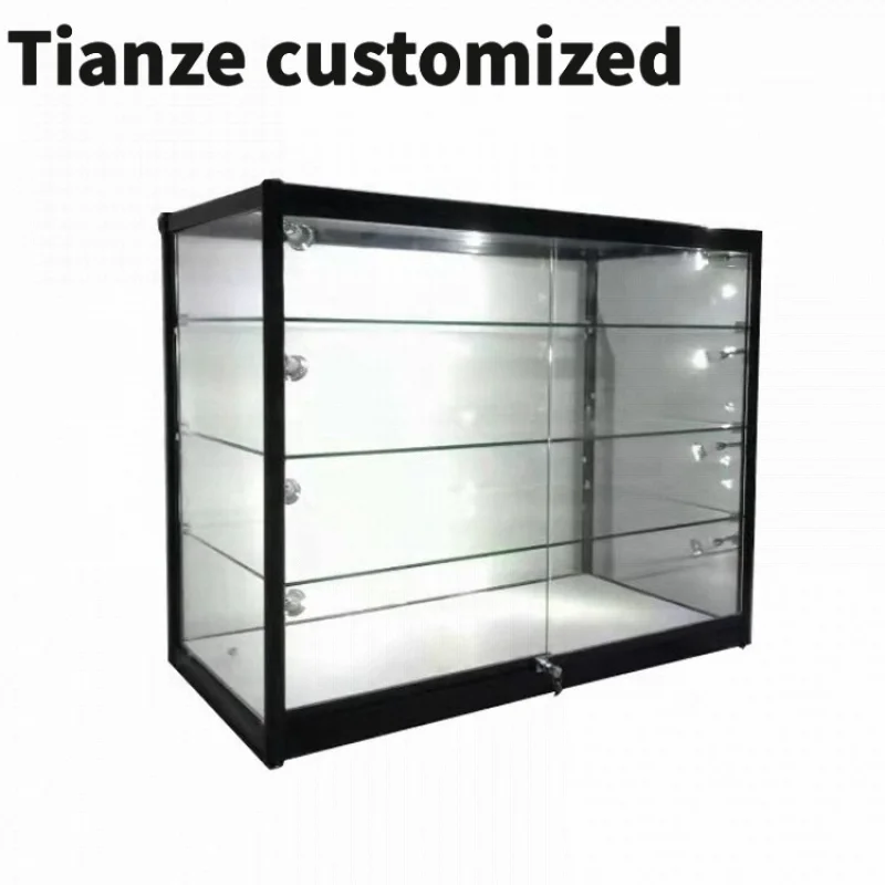 Customized-Factory Custom Aluminum Frame Display Lockable Glass Cabinet Cheap Display Showcase