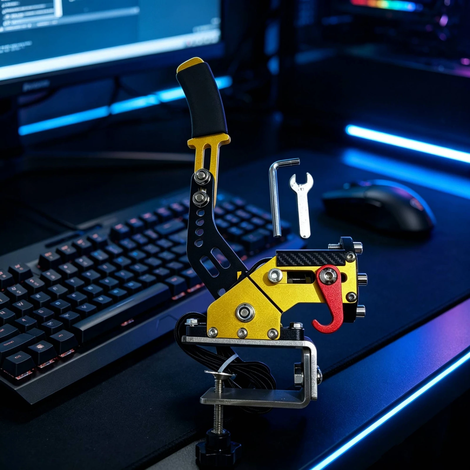 Desk Setup Simulator - USB-handrem met klem, nauwkeurige race-simulator handrem,