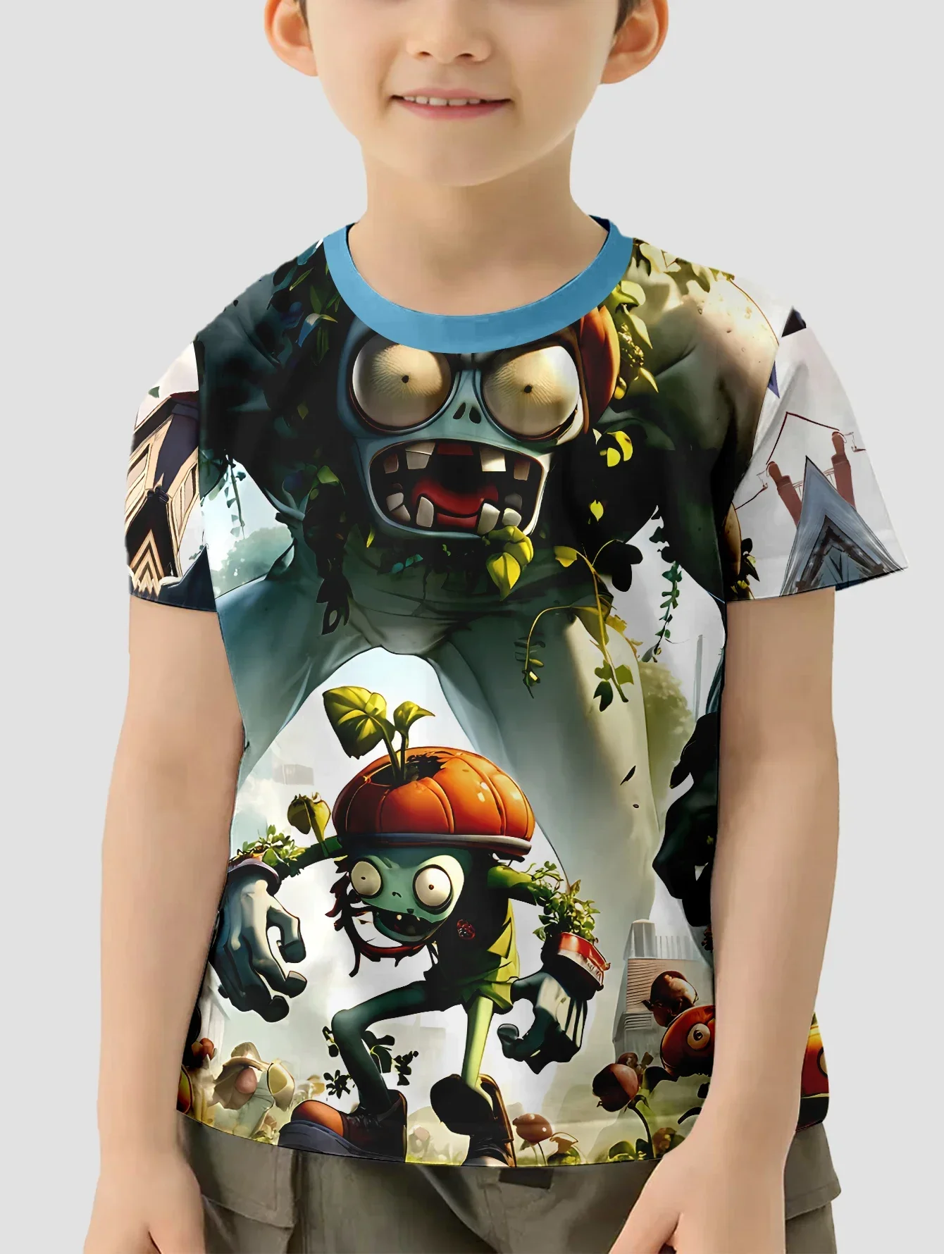 ثلاثية الأبعاد طباعة الساخن لعبة النباتات مقابل الكسالى ملابس الطفل 5 إلى 14 سنة الذكور الملابس في الهواء الطلق للأطفال صبي فتاة الطفل تي شيرت