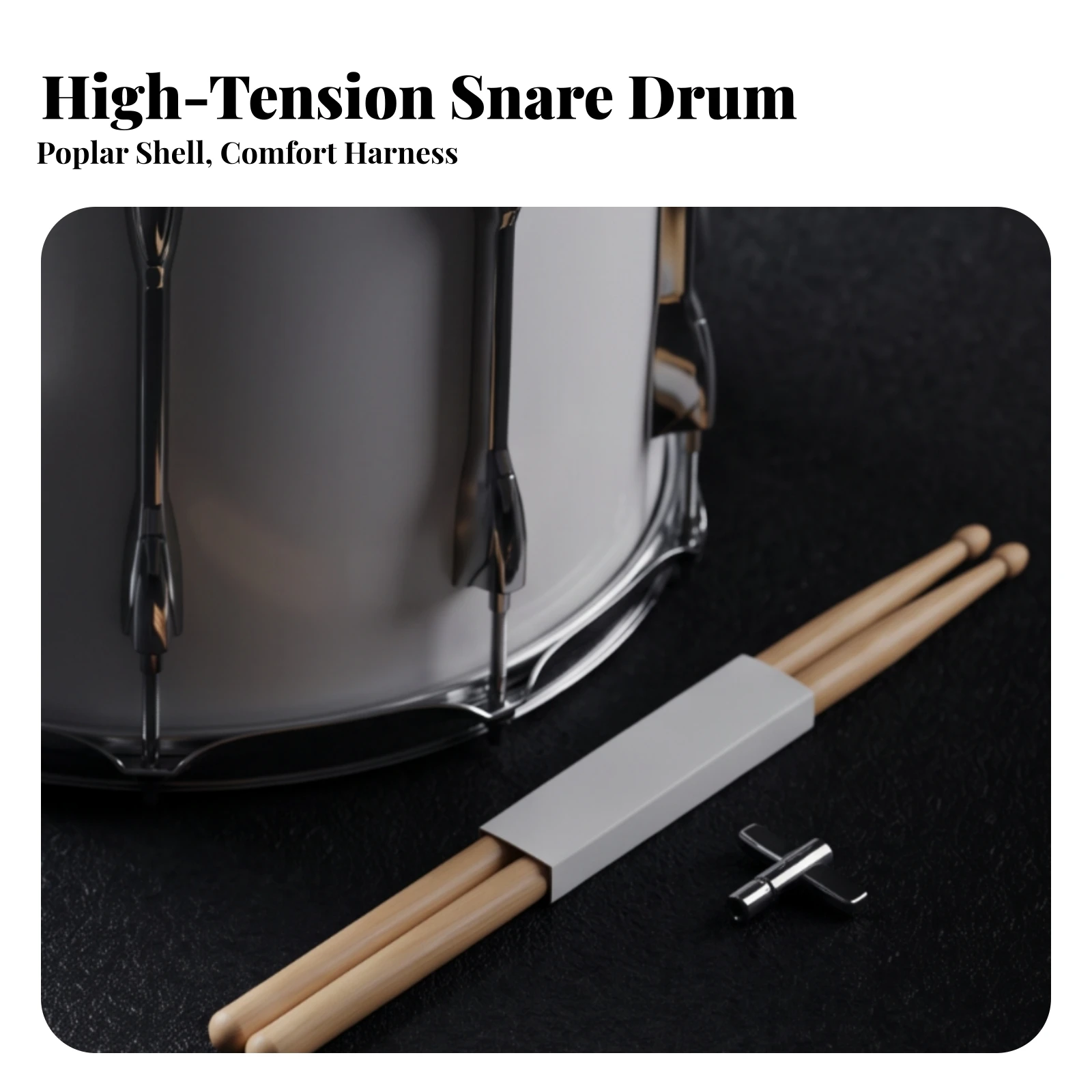 Marching Snare Drum Comfortable Marching Drum with Carrier Percussion Accessory Back-Mounted Easy to Install for Drummers
