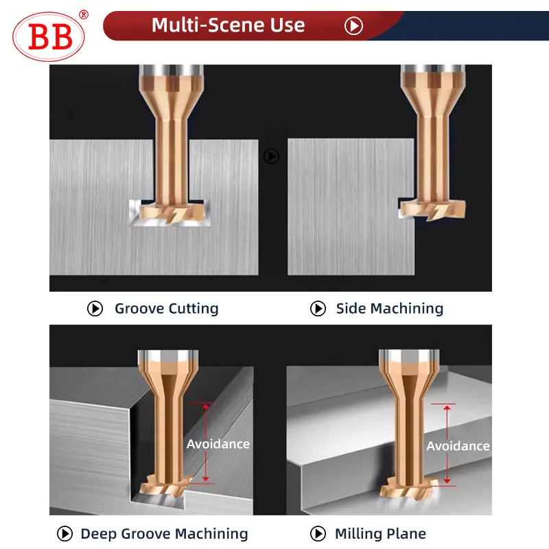 BB T Slot Milling Cutter Thickness 0.3 0.4 1.1-2.9mm Coated CNC Metal Steel Machining Tool Solid Carbide T Groove End Mill