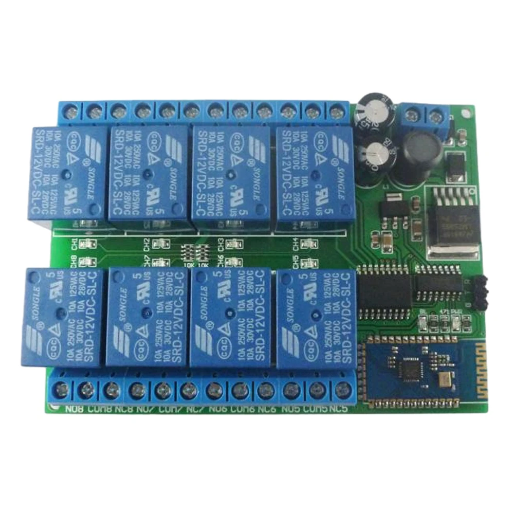 BT21A08 DC 12V 8 Channel Android Phone Bluetooth Compatible Control Relay Module LED Lighting System