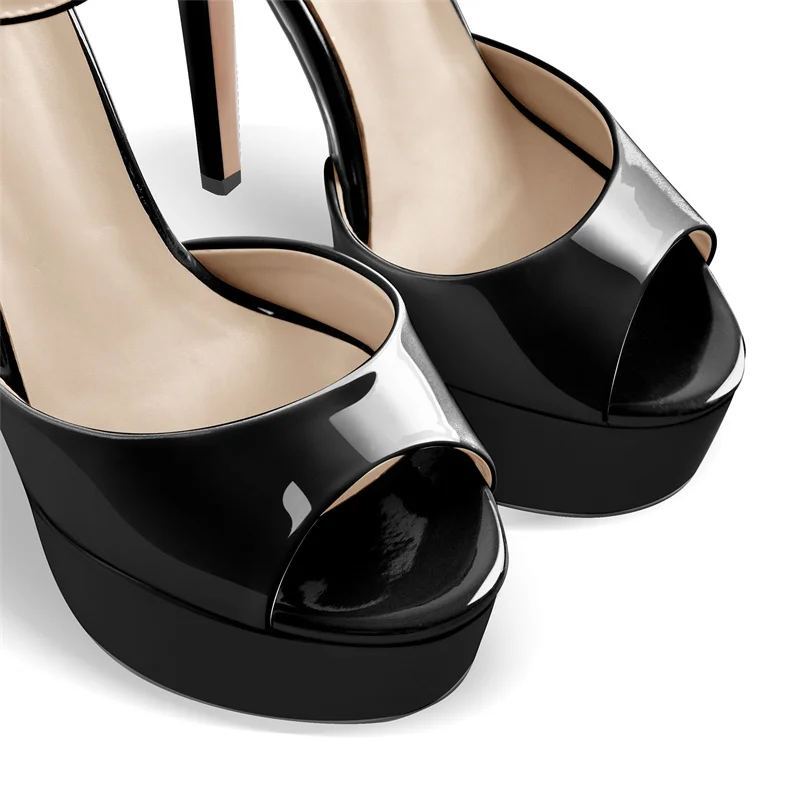Onlymaker Women Platform Peep Toe Sandals Thin Heels Ankle Strap Party Dress Lady Shoes Big Size Summer Sandals