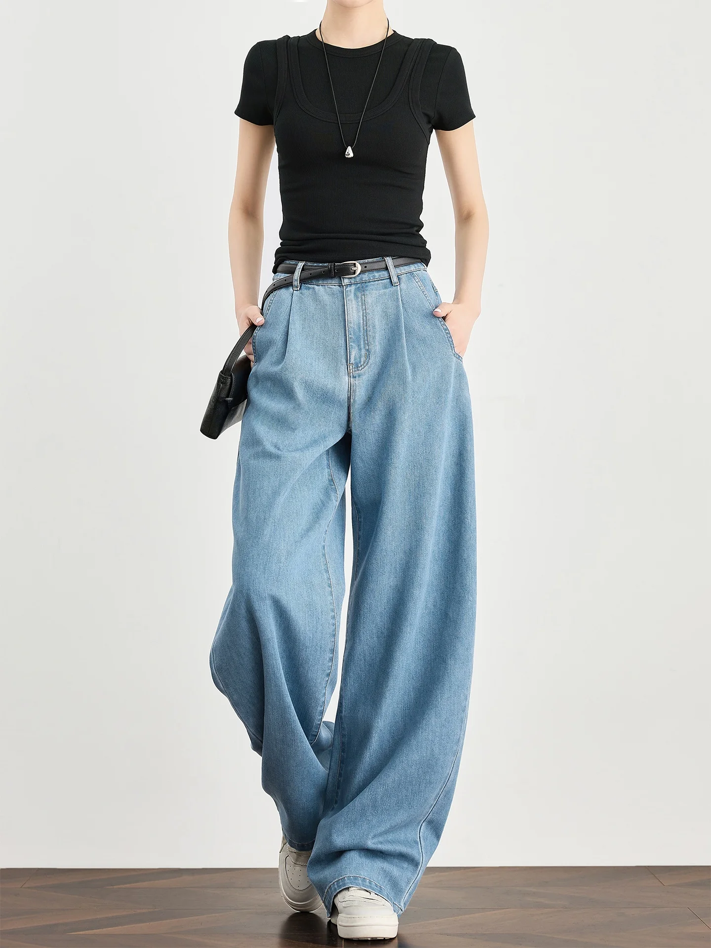 

Джинсы FAESSLIN с высокой талией из ацетатной ткани, больших размеров, женские, свободного кроя, прямые, летние, повседневные, из смесового хлопка