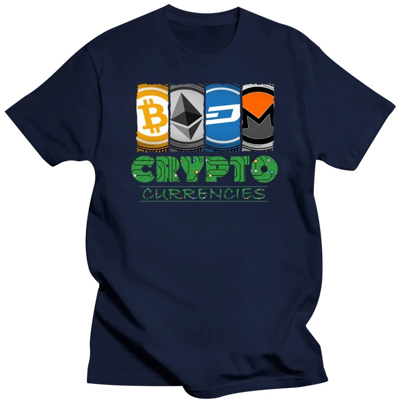 Fashion Streetwear Men Crypto Market Tee Shirt 100% Cotton Ethereum Bitcoin Litecoin T-Shirt