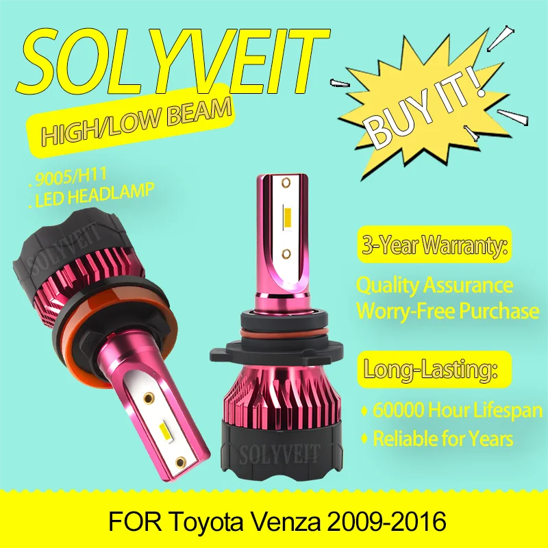 

Easy-to-Install Waterproof reliable 9005 H11 LED HIGH LOW BEAM HEADLAMP FOR Toyota Venza 2009 2010 2011 2012 2013 2014 2015 2016